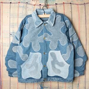 Custom upcycled patchwork denim jacket